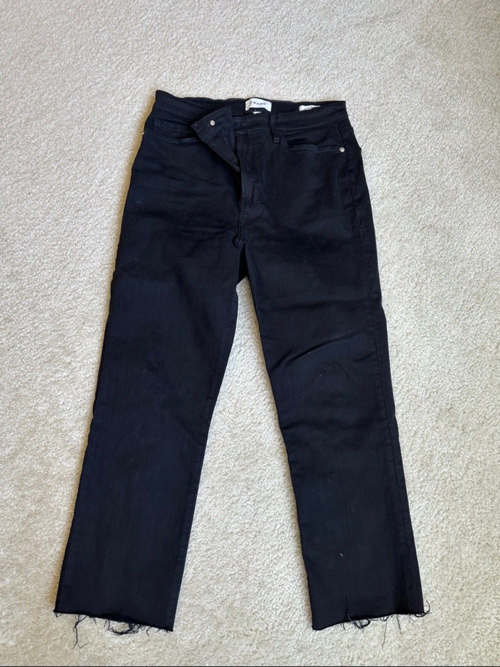 Frame Denim Black Le High Cropped Straight Jeans